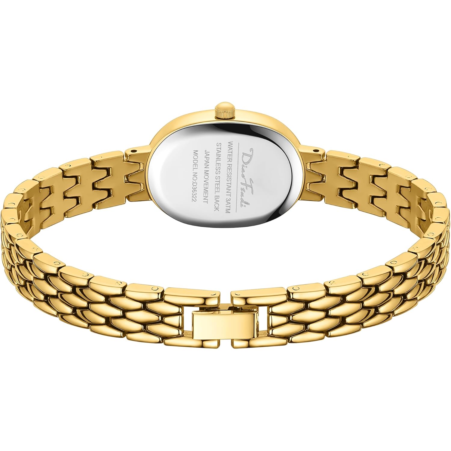 Diaofendi Petite Vintage Oval Gold Women’s Watch, Waterproof Elegant Watch with Japanese Quartz Movement, Adjustable Strap with Tool