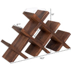Alella Countertop Wood Wine Rack For 8 Bottles Holder And Cork Storage Tabletop Butterfly Sleek Design Freestanding Organizer - Home, Kitchen, Dining Room Bar Décor - Walnut