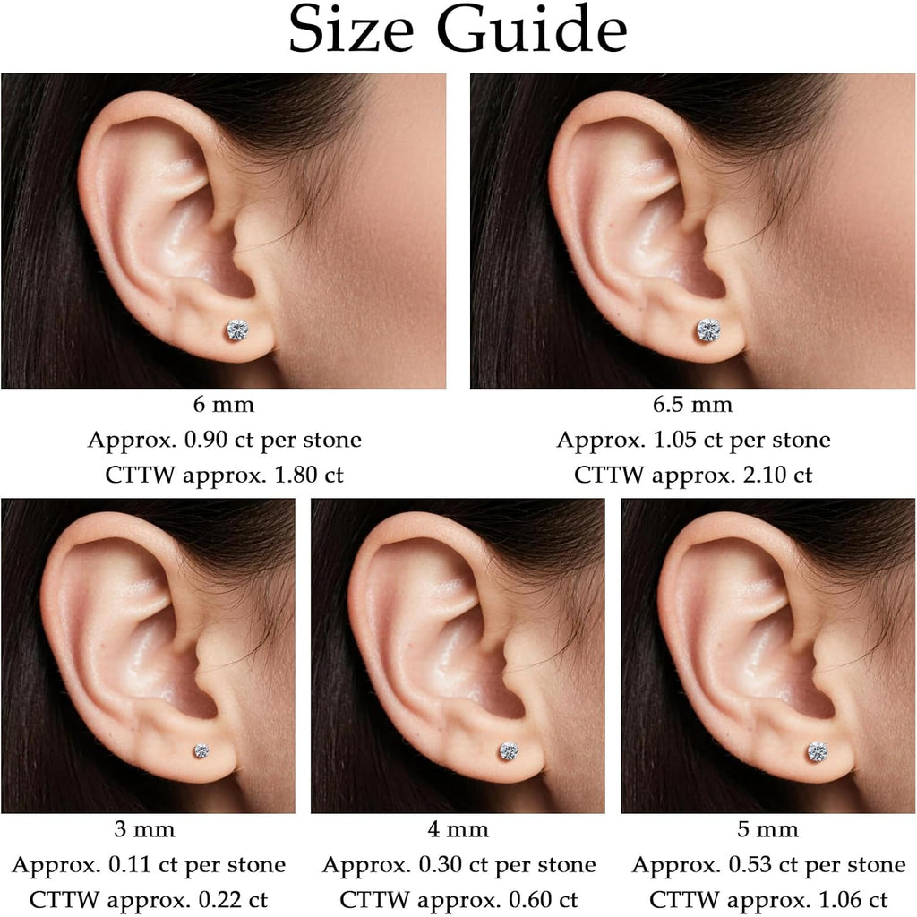 Limerencia Lab Grown Diamond Stud Earrings, Titanium White Gold Plated, VS1 Clarity, Round Cut, Hypoallergenic Screw Back Diamond Stud Earrings Jewelry Gifts for Women, 4 mm/CTTW approx.0.60 ct