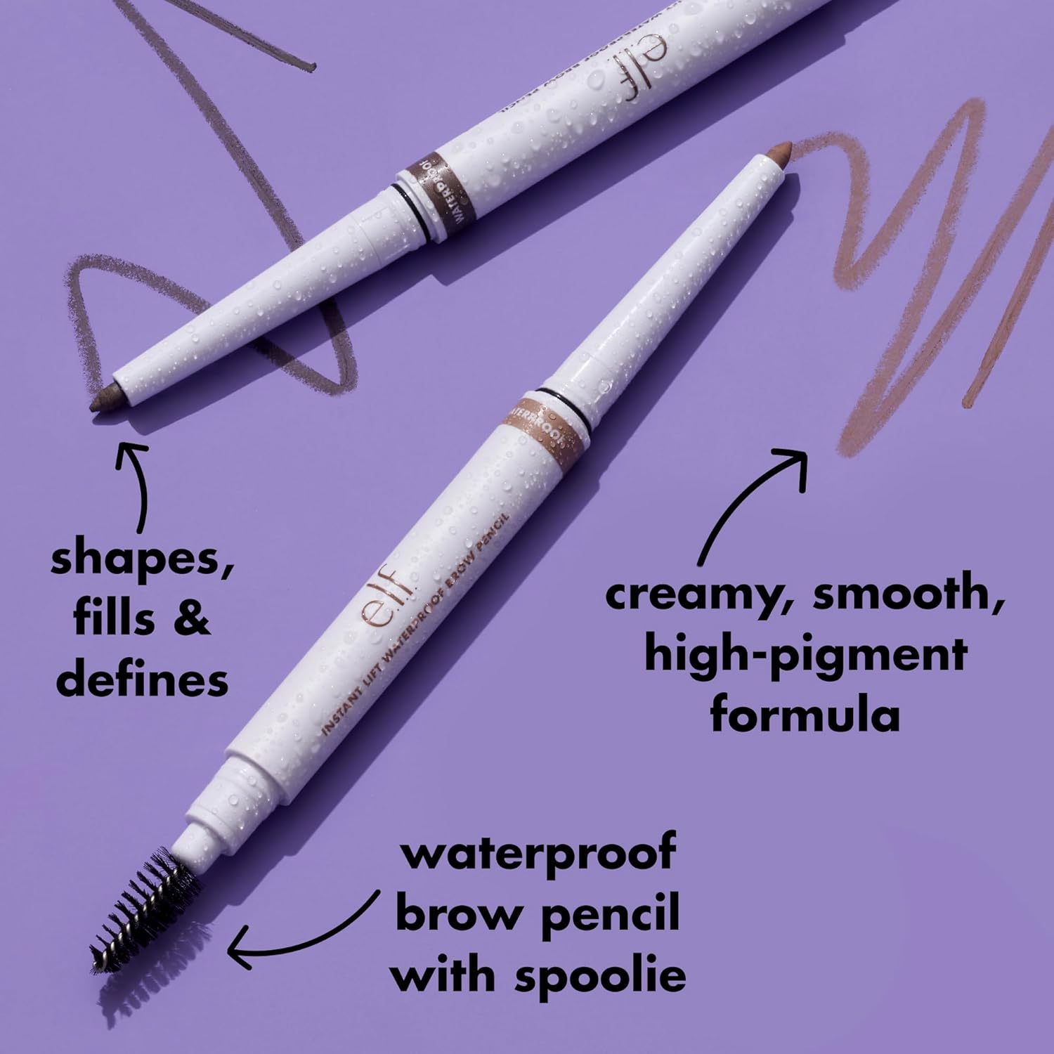 e.l.f. Instant Lift Waterproof Eyebrow Pencil, Dual-Ended with Precision Tip & Spoolie, Smudge-Resistant Formula for Natural, Long-Lasting Brows, Deep Brown