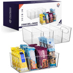 ClearSpace Plastic Pantry Organization and Storage Bins with Removable Dividers – Perfect Kitchen Organization or Kitchen Storage – Refrigerator Organizer Bins, Cabinet Organizers (2 Pack)