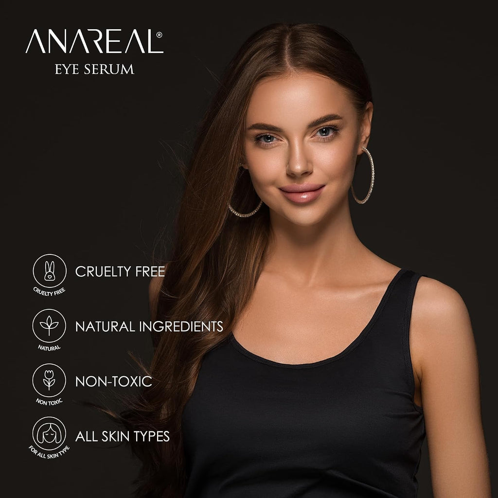 Anareal Eye Bags Treatment For Men And Women : Caffeine Under Eye Cream For Dark Circles & Puffiness - 360° Eye Roller For Puffy Eyes