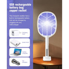 2Pack Electric Fly Swatter,4000V Bug Zapper Racket,2 In 1 Mosquito Zapper Racket With 1200Ml Battery Rechargeable Purple Mosquito Killer Lamp With 3 Layers Safety Net Suitable For Indoor And Outdoor
