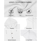 Mens Linen Sleeveless Hoodies Button Down Tank Shirt Summer Casual Beach Lightweight Hawaiian Fashion Tops