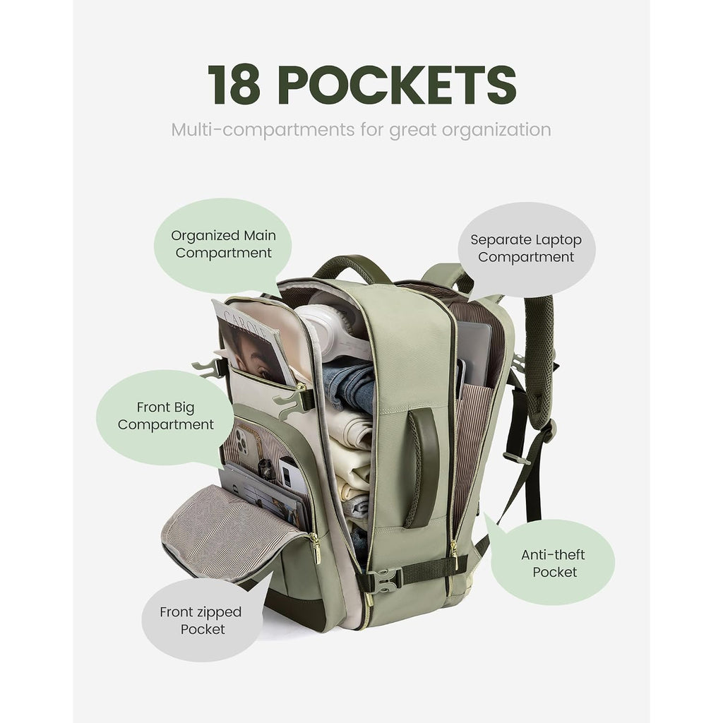 Lovevook 40L Travel Backpack For Women & Men - 17.3 Inch Carry On Backpack & Personal Item Backpack For Airlines, Spacious And Durable Design, With 3 Packing Cubes