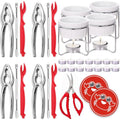 Luvan 33 Pcs Crab Crackers And Tools Set With 4 Crab Leg Crackers, 4 Crab Forks, 4 Lobster Shellers, 4 Butter Warmers, 1 Seafood Scissors, 14 Tealight Candles, 2 Crab Grabber-Seafood Boil Party Supply