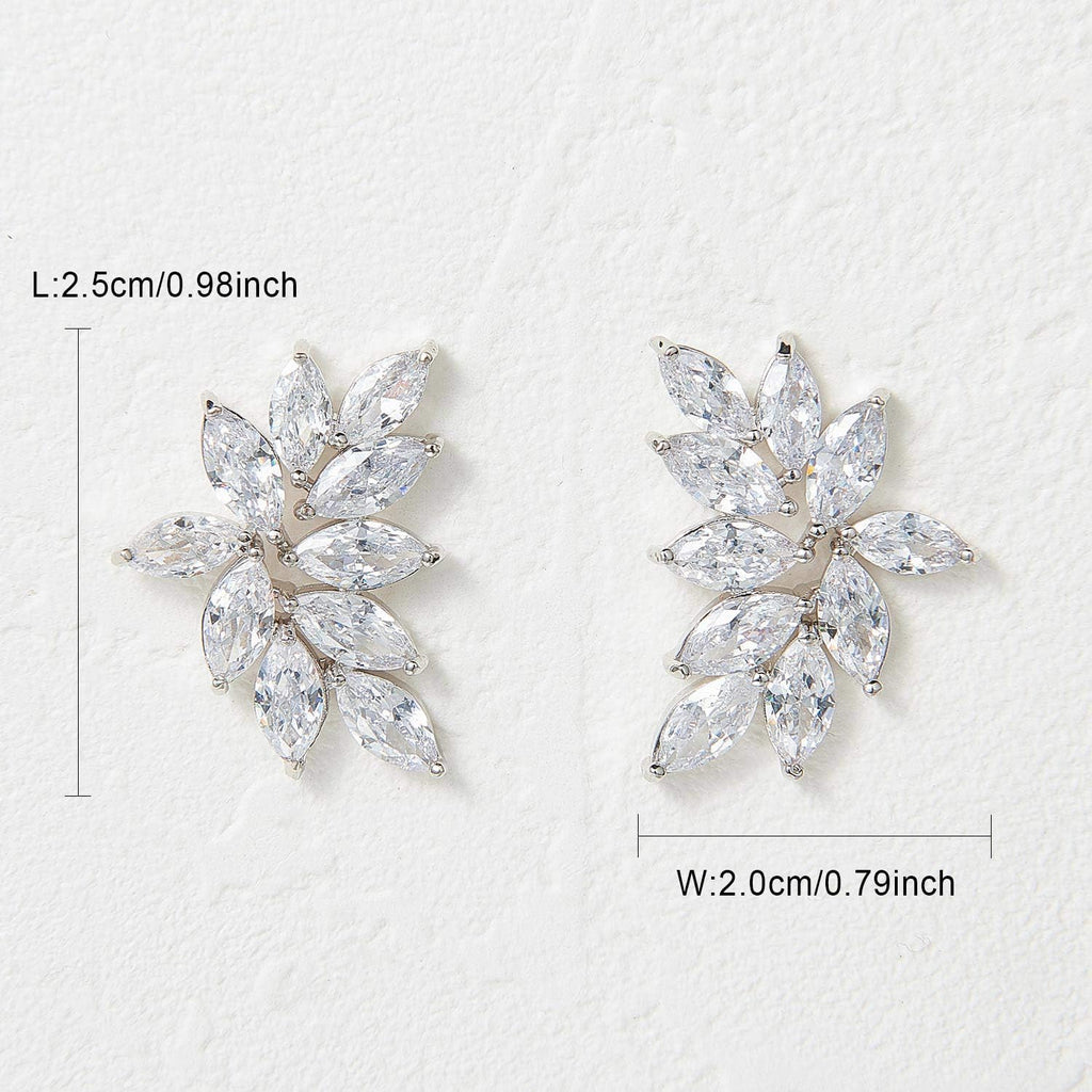 SWEETV Bridal Wedding Earrings for Brides Bridesmaid, Marquise Cubic Zirconia Rhinestone Cluster Earrings for Women, Prom