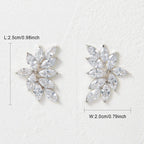SWEETV Bridal Wedding Earrings for Brides Bridesmaid, Marquise Cubic Zirconia Rhinestone Cluster Earrings for Women, Prom