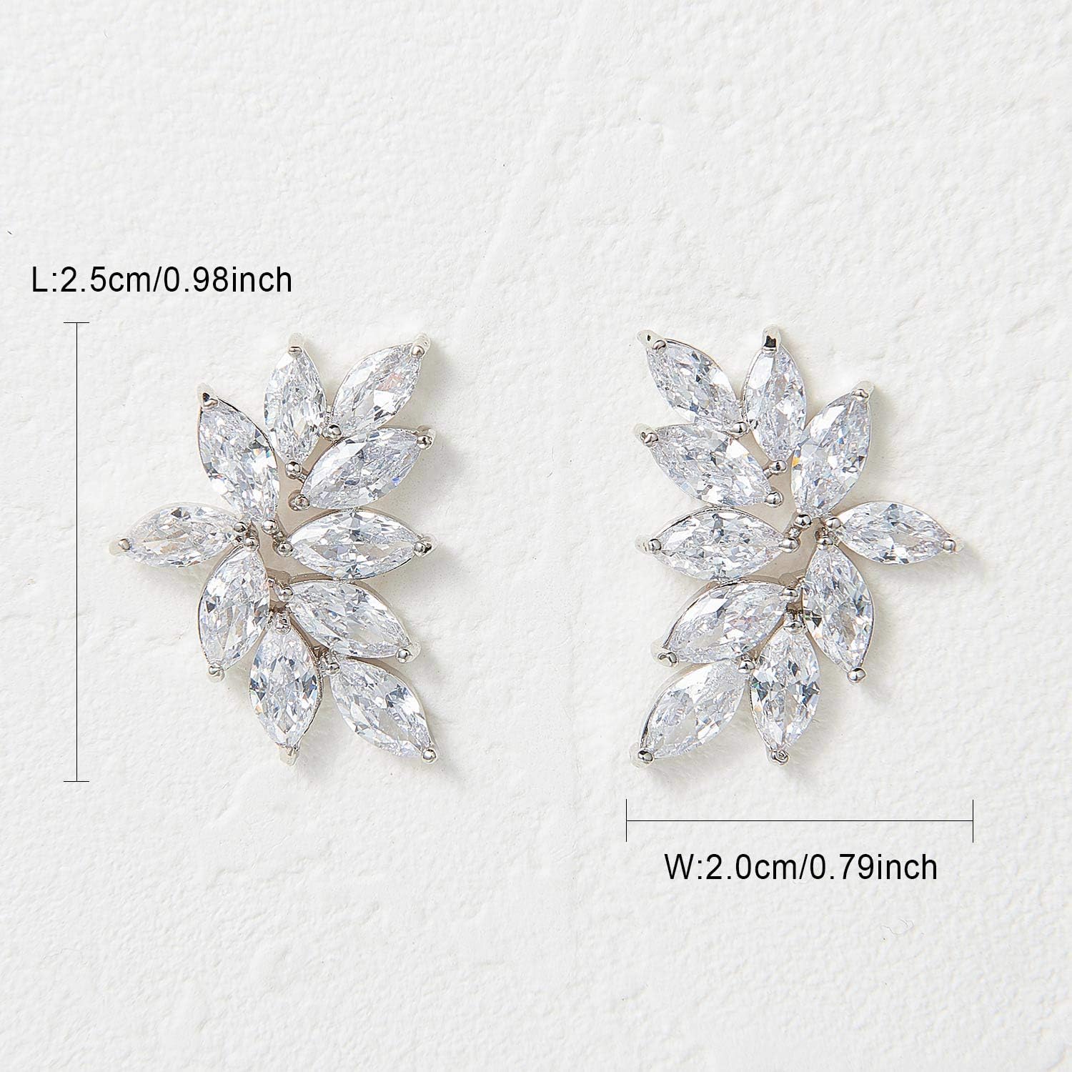 SWEETV Bridal Wedding Earrings for Brides Bridesmaid, Marquise Cubic Zirconia Rhinestone Cluster Earrings for Women, Prom