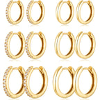 Gold Hoop Earrings Set Huggie Hoop Earrings Hypoallergenic Tiny Lightweight Cartilage Cubic Zirconia Jewelry Everyday Earrings for Women Piercing