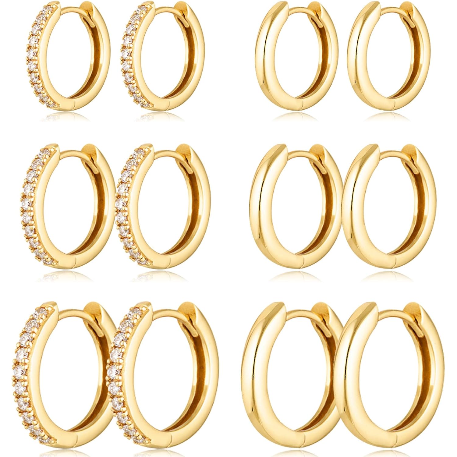 Gold Hoop Earrings Set Huggie Hoop Earrings Hypoallergenic Tiny Lightweight Cartilage Cubic Zirconia Jewelry Everyday Earrings for Women Piercing