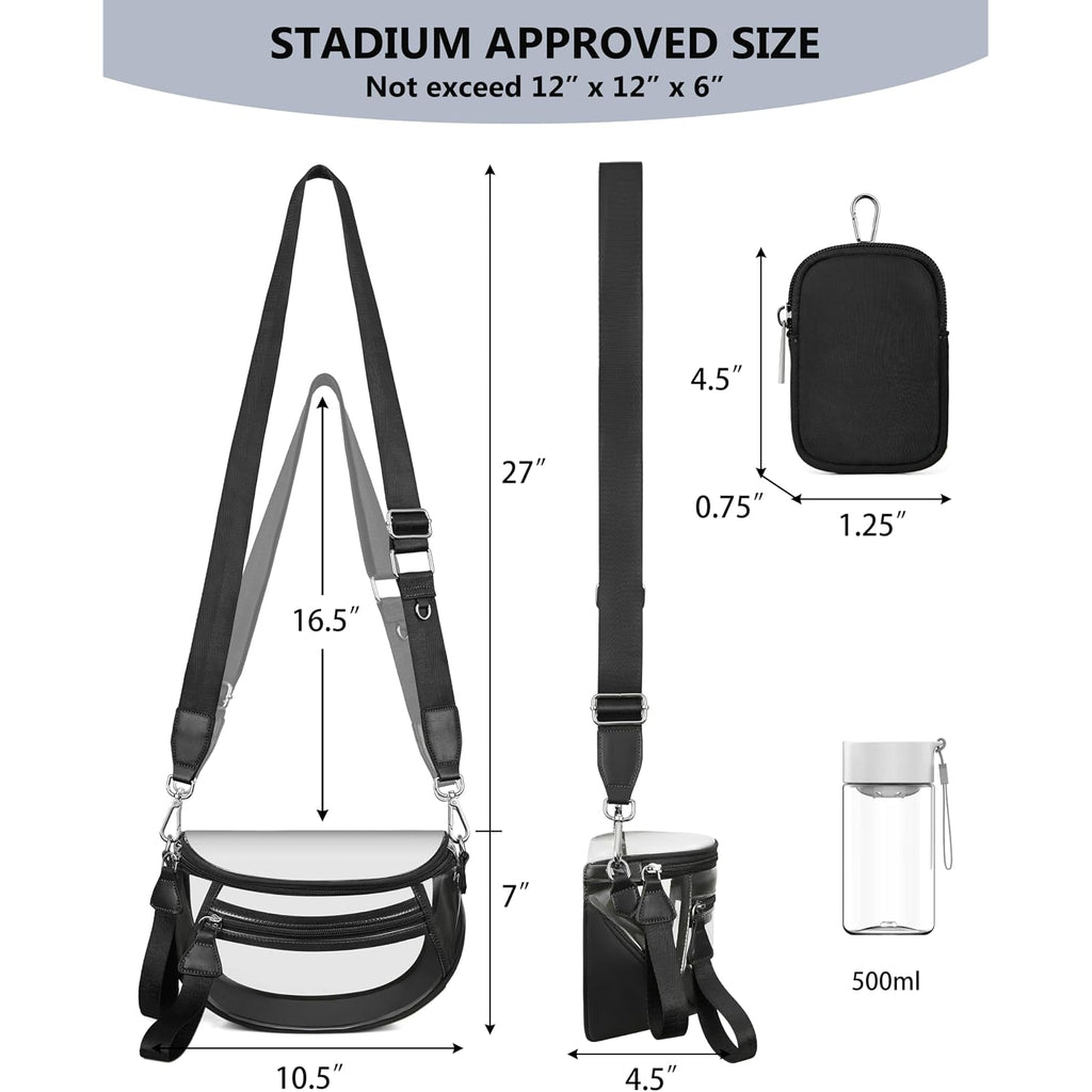 Clear Checkered Crossbody Bags For Stadium Events, Clear Purse Bum Bag For Women Concert Sport With Rfid Coin Purse