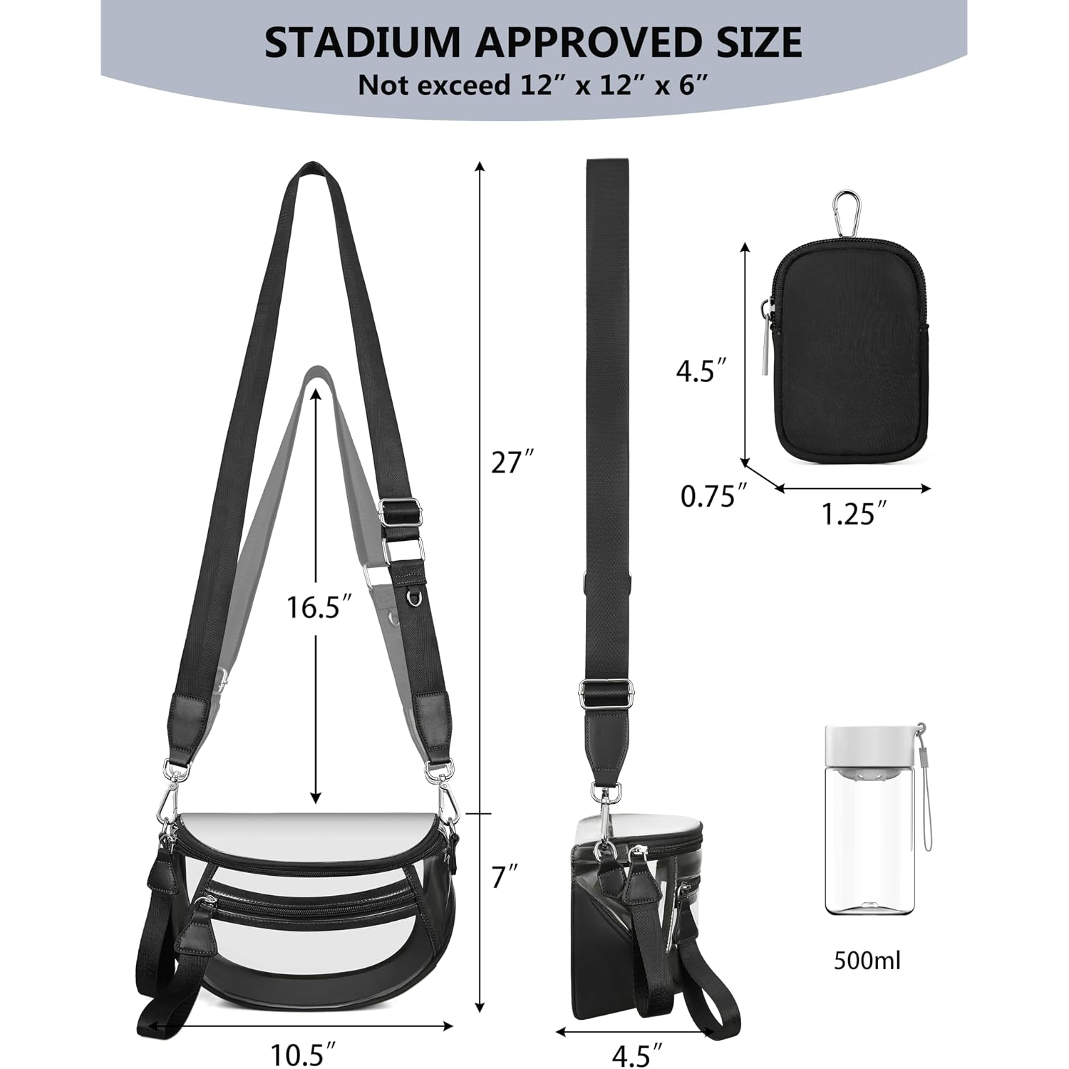 Clear Checkered Crossbody Bags For Stadium Events, Clear Purse Bum Bag For Women Concert Sport With Rfid Coin Purse