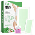 120 Strips Wax Strips Body Hair Removal 2 Sizes and 8 Oil Wipes Waxing Strip Dual Sides Bikini Brazilian Wax for Women Men Face Arms Legs BackUnderarm Waxing Kit Suit Many Skin Aloe Scent