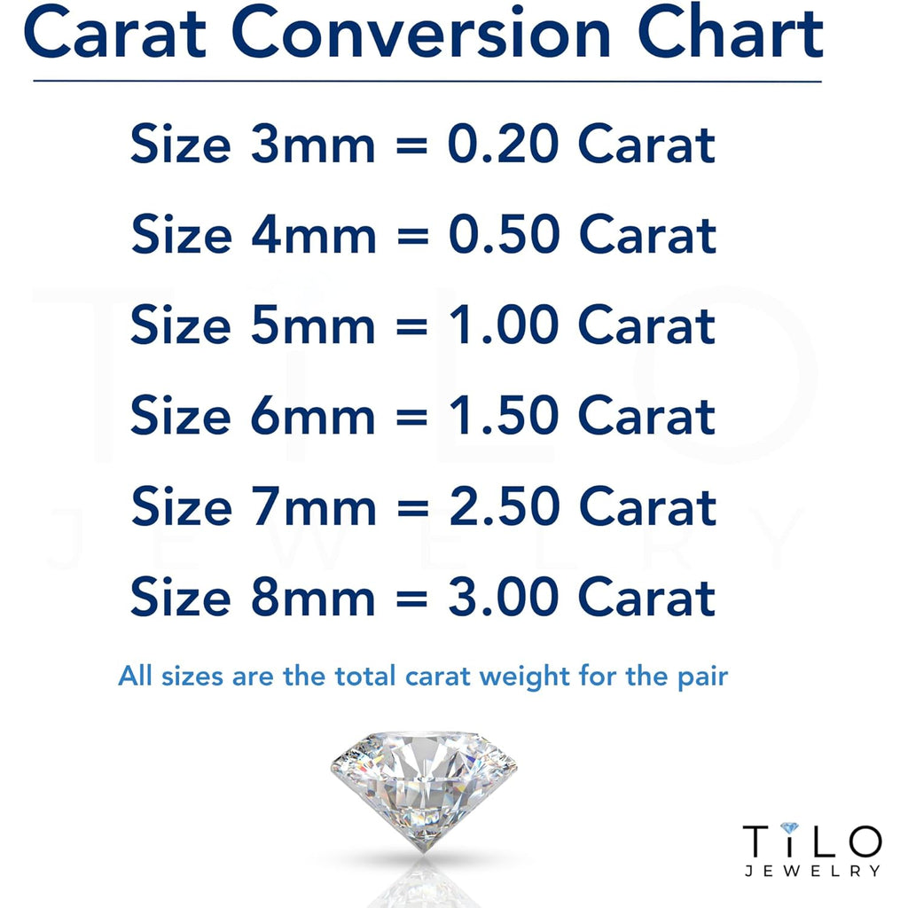 14k White Gold Solitaire Round Cubic Zirconia CZ Stud Earrings in Secure Screw-backs
