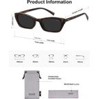 SOJOS Trendy Cat Eye Polarized Sunglasses for Women Men, Lightweight Retro 90s Y2K Small Thin Rectangle Sunnies SJ2670 Dark Tortoise/Grey