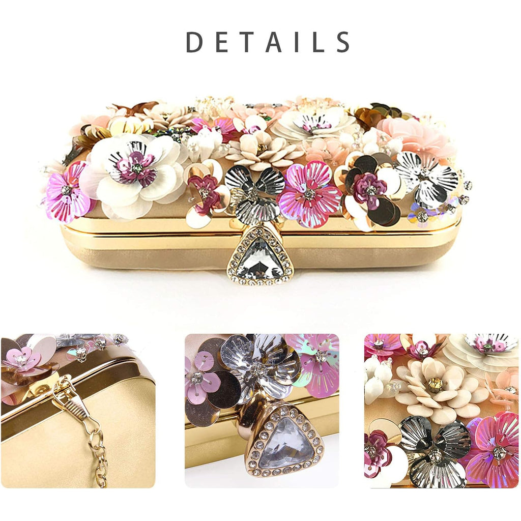 Women Clutches Flower Evening Handbag Chain Strap Shoulder Bag