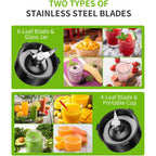 Gdor 1200W Blender For Smoothies And Shakes, 52 Oz Glass Jar & 22 Oz To-Go Cup Combo, Countertop Blender With 6-Leaf Blade, 3 Adjustable Speed For Juices, Frozen Fruit Drinks, Sauces, Self-Cleaning