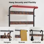 Hall Tree with Bench and Shoe Storage, 4-in-1 Entryway Organizer with 10 Hooks and Storage Shelf,Coat Rack Freestanding with 2-Tier Storage Shelf for Living Room, Bedroom Rustic