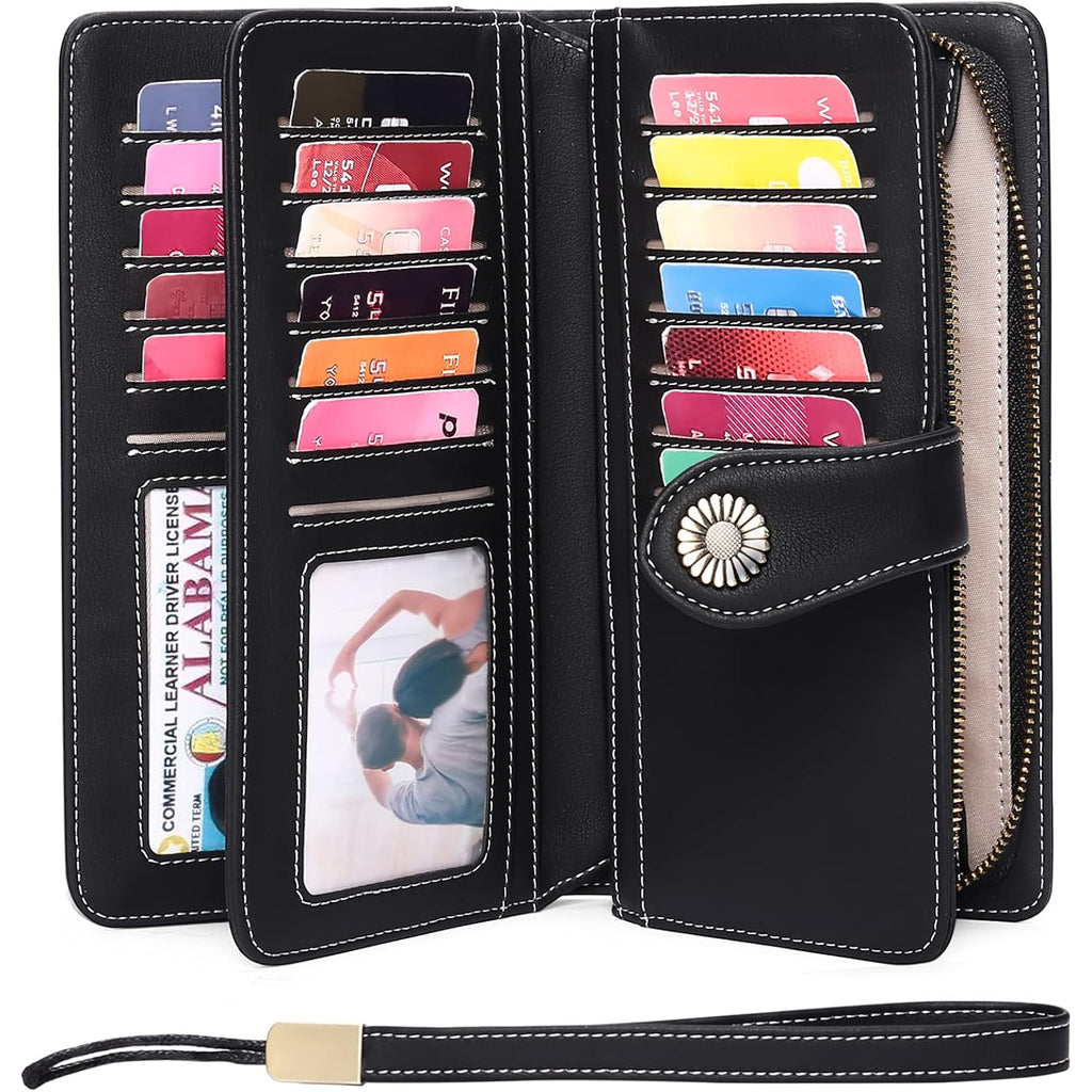 FALAN MULE Wallets for Women Trifold Wristlet Wallets Large Capacity RFID Blocking Ladies Purse Credit Card Holder