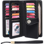FALAN MULE Wallets for Women Trifold Wristlet Wallets Large Capacity RFID Blocking Ladies Purse Credit Card Holder