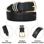 RISANTRY Women's Leather Belts with Gold Buckle Fashion Leather Waist Belt Elegant Ladies Belts for Jeans Gifts for Women