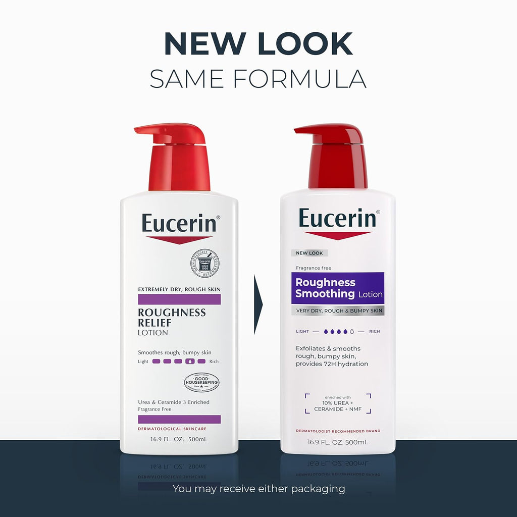 Eucerin Roughness Smoothing Body Lotion For Dry, Rough Skin, Urea Enriched Body Moisturizer, 16.9 Fl Oz Pump Bottle