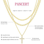 Cross Necklace for Women,Stackable Stacked Stacking Layering Layered Necklaces Dainty Gold Necklace Paperclip Box Flat Mariner Chain Necklace Cross Pendant CZ Diamond Simple Jewelry Gift