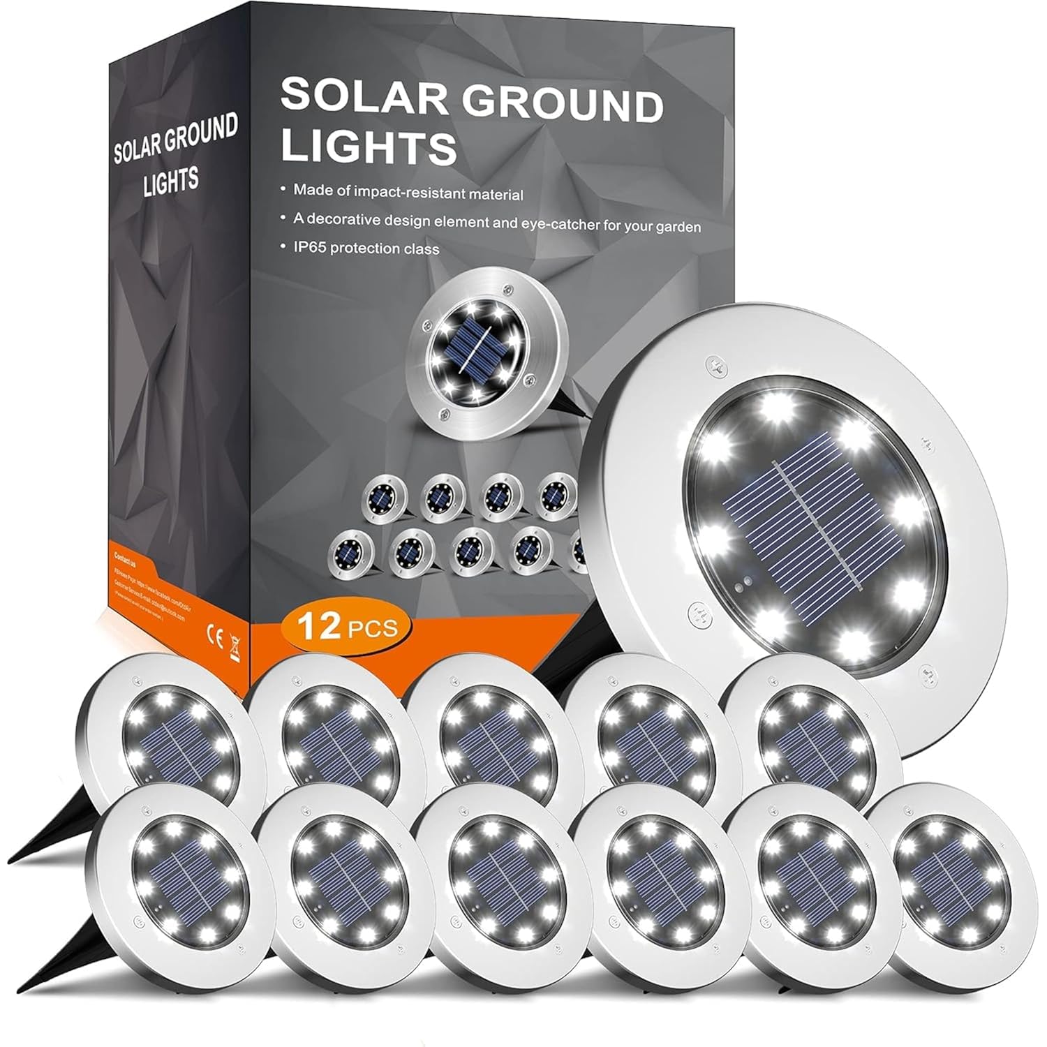 4.6 Inch Solar Lights Outdoor Waterproof,12 Pack Solar Lights For Outside, Solar Garden Lights Landscape Lighting For Patio Pathway Lawn Yard Deck Driveway Walkway, Cold White