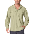 Mens Sun Protection Hiking Fishing Safari Shirts With Hood Long Sleeve Outdoor Quick Dry Shirts Hoodie