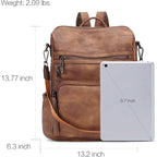 Cluci Backpack Purse For Women Travel Backpack Large Leather Fashion Designer Lady Shoulder Bag With Tassel Brown