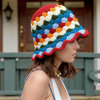 Women'S Crochet Bucket Hat Handmade Knit Cloche Beanie Foldable Floppy Sun Hat Cute Fishing Hat Floral Cap Trendy Outdoor