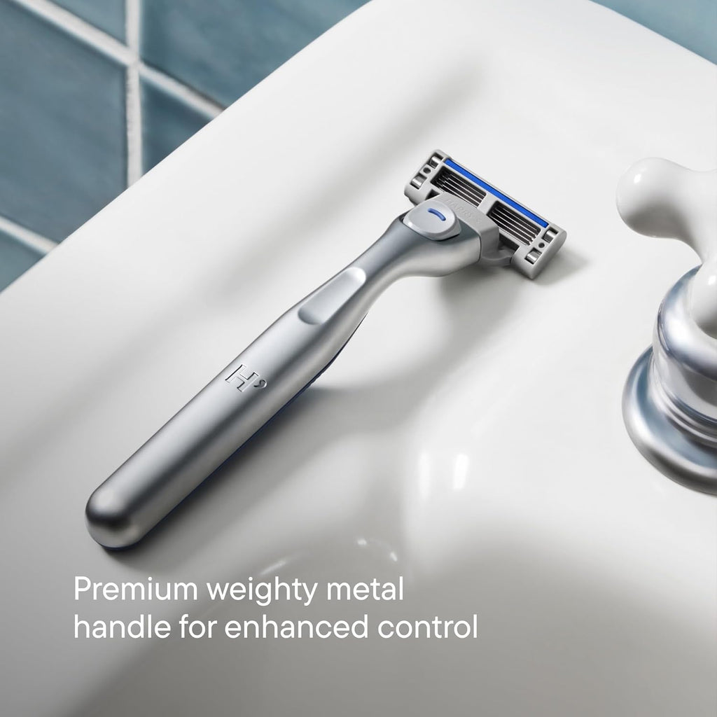 Harry's Plus Razor and Blade Value Pack, 1 Razor Handle (Tide), 9 Razor Blade Refill Cartridges- German Engineered- Up to 12 Months of Smooth Shaving