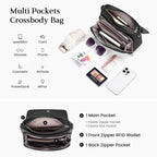 Befen Genuine Leather Crossbody Bags For Women With Built In Rfid Wallet Medium Womens Saddle Bag Cross Body Purse