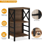 Small Bookshelf, 3 Tier Industrial Shelf With Metal Frame And Backboard, Low Rustic Brown Book Shelf, Small Bookcase For Small Spaces,Bookshelf For Living Room, Bedroom & Home Office