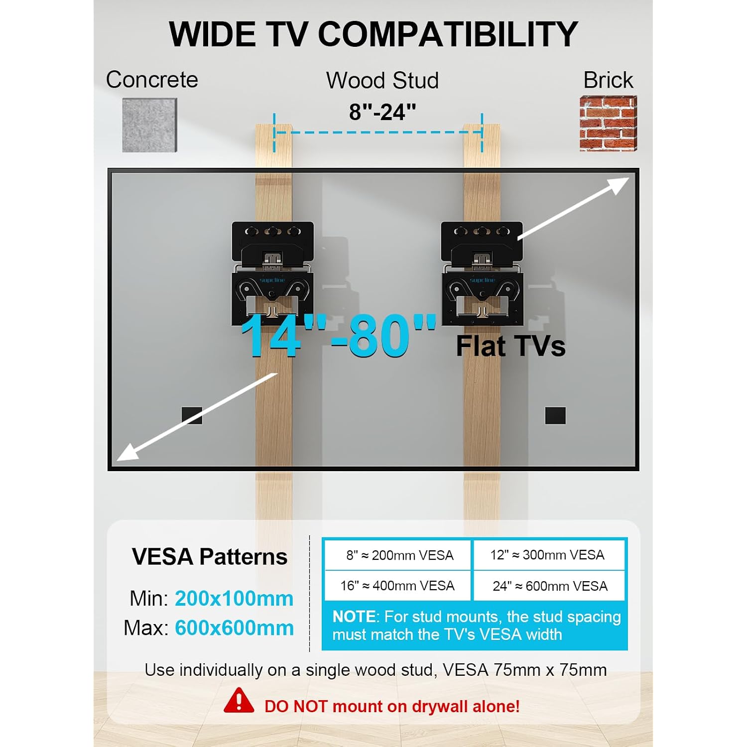 Ultra Slim Tv Wall Mount Compatible With 14"-80" Flat & Frame Tvs Only, 0.3" Micro-Gap Low Profile Tv Mount, Minimalist Look, Blends Any Interior, Hold Up To 100Lbs