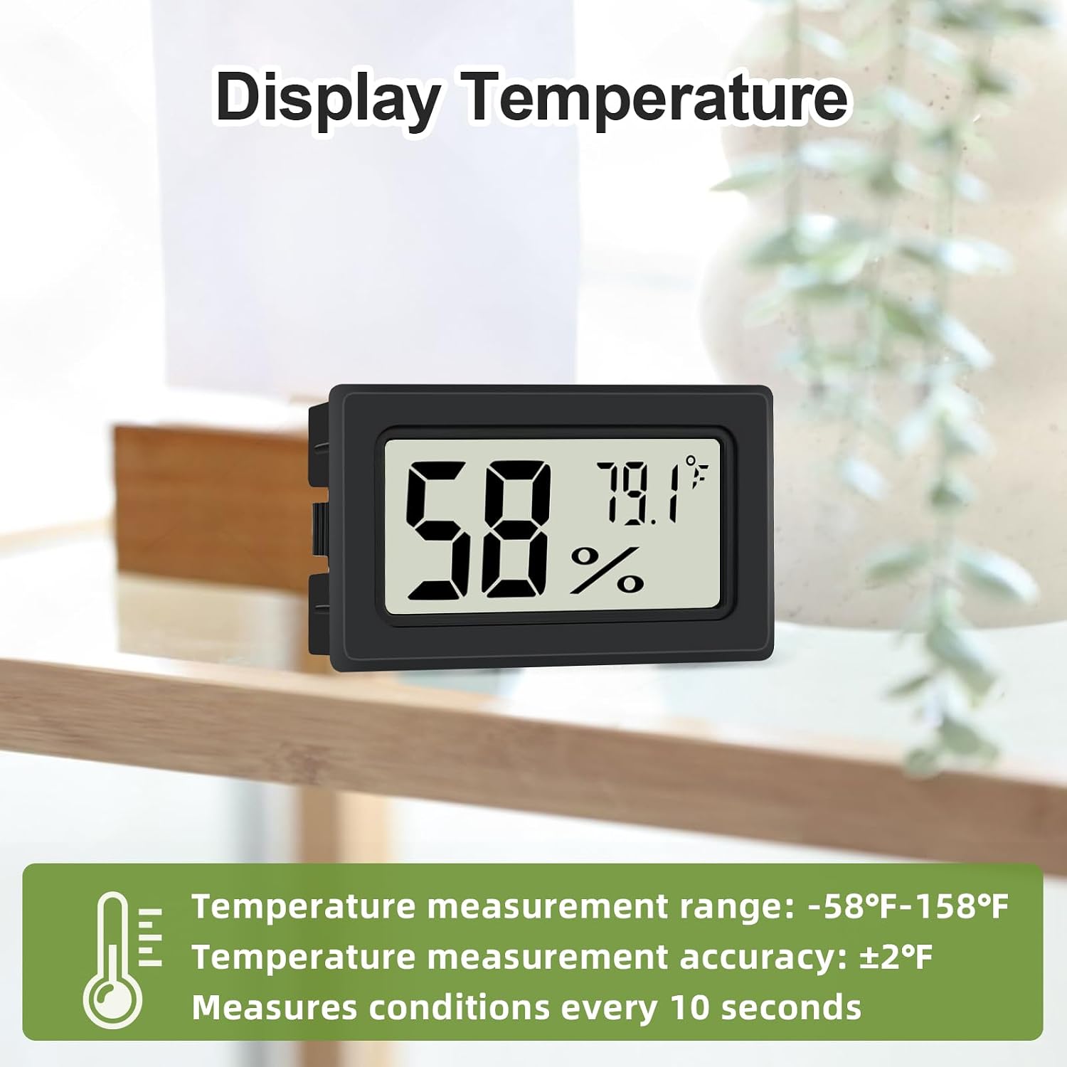 Humidity Meter Indoor Thermometer 6-Pack Mini Digital Thermometer Hygrometer Indoor Temperature Humidity Meters Gauge Lcd Display Fahrenheit (℉) For Greenhouse, Reptile Tank, Cellar, Closet