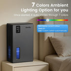 Dehumidifiers For Home, 1000 Sq.Ft Dehumidifier With 95Oz Water Tank, Quiet Dehumidifier For Basement Bathroom Bedroom With 7-Color Ambient Light & Auto Shut Off, (Grey)