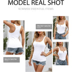 Pepochic Women’S Workout Scoop Neck Tank Top Ribbed Sleeveless Cami Lightweight Solid Basic