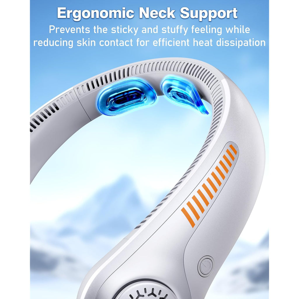Portable Neck Fan - Rechargeable Personal Fan With Neck Support, 5000Mah, 5-Speed Quiet, Lightweight Long Lasting Bladeless Fan, Wearable Cooling Fan For Hot Flashes, Travel, Gifts For Men Women
