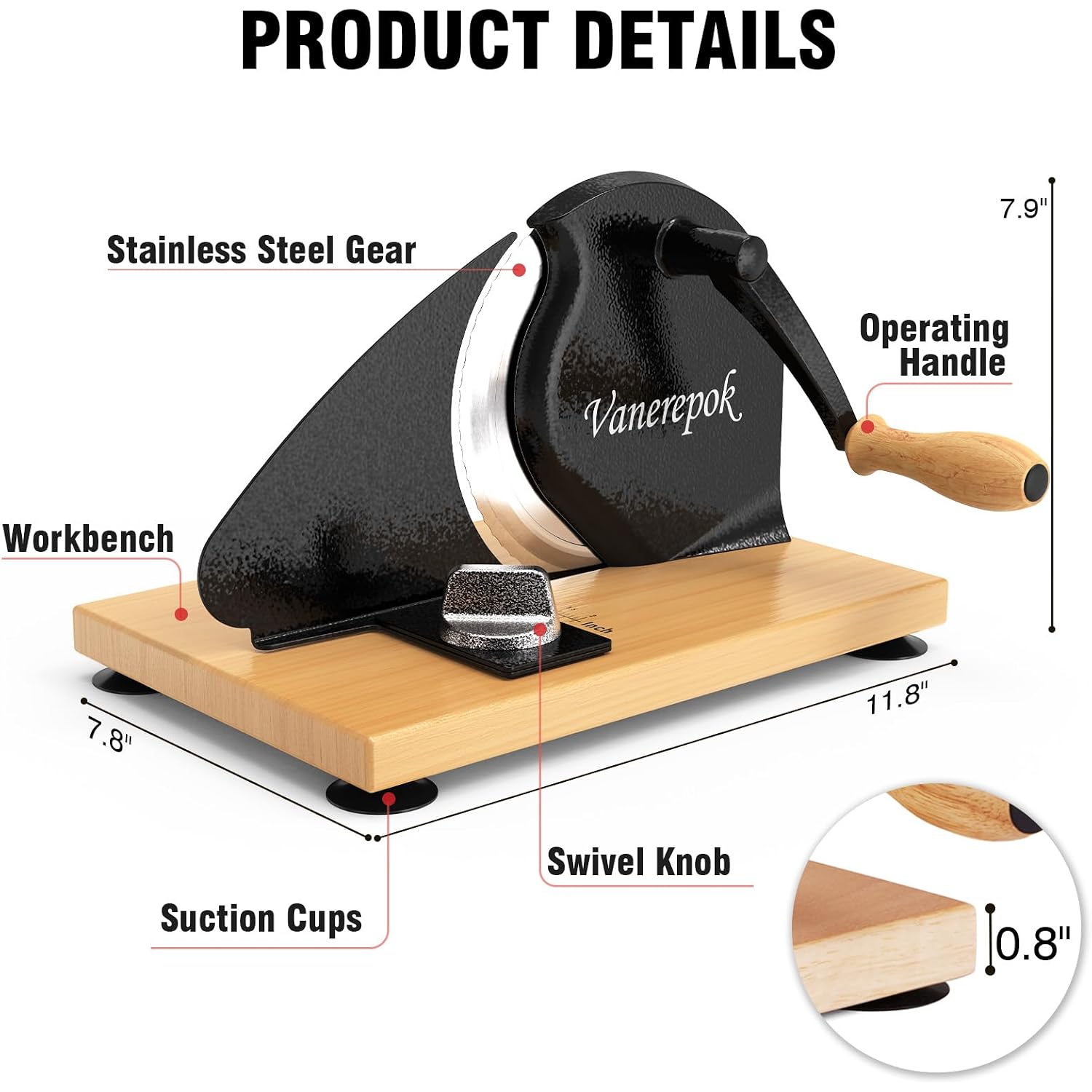 Manual Bread Slicer Adjustable Thickness For Homemade Sourdough | Hand Crank Bread Cutter With Scale & Stable Suction Cups & Wood Base For Even Slicing Perfect Baking Gift For Home Bakers