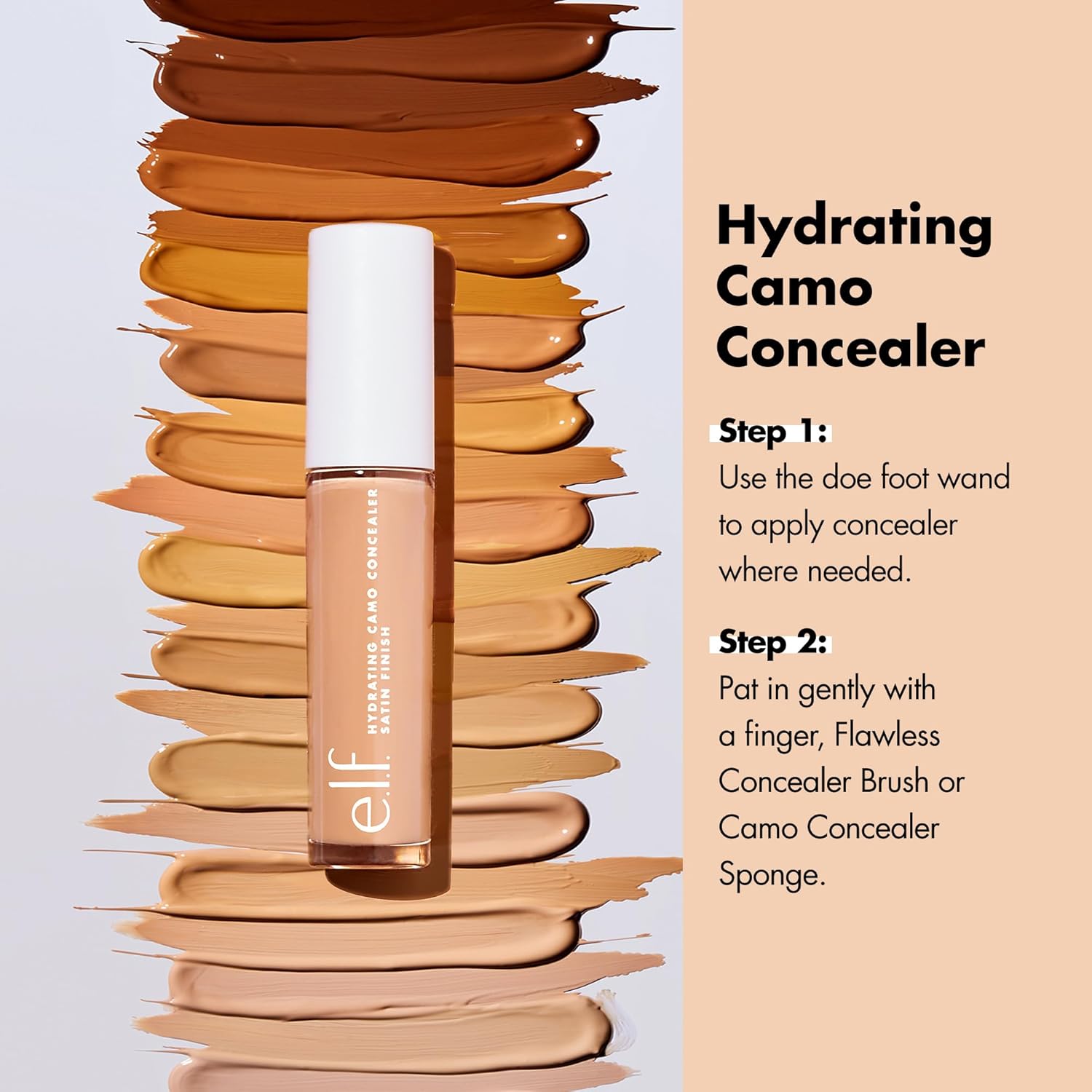 e.l.f. Hydrating Camo Concealer, Covers Blemishes & Under-Eye Circles, Full-Coverage & Delivers A Satin Finish, Vegan & Cruelty-Free, Light Ivory