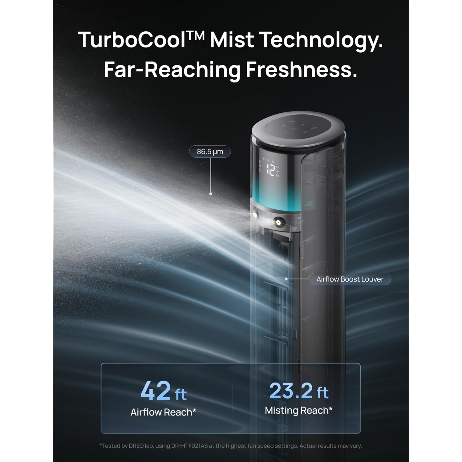Dreo Turbocool Outdoor Misting Fan 711As, 33 Ft/S High Velocity, 20Db Quiet | 12 Speeds, 4 Modes, 150° Customizable Oscillating, Smart Standing Fan For Bedroom, Dc Motor, Ipx4-Rated Weather Resistant