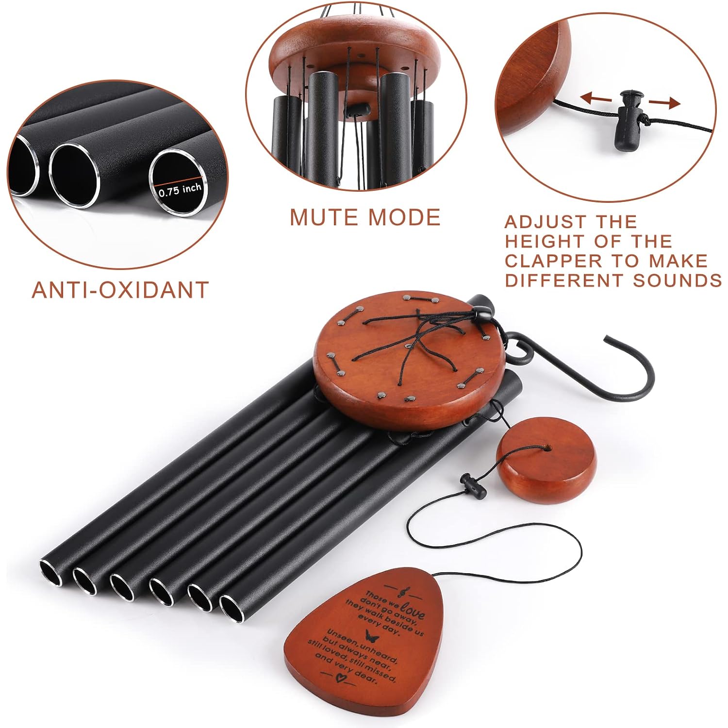 Memorial Wind Chimes For Outside, Sympathy Gift For Loss Of Loved One Mom Dad, Ideal For Funeral, Remembrance & Bereavement, Outdoor Use