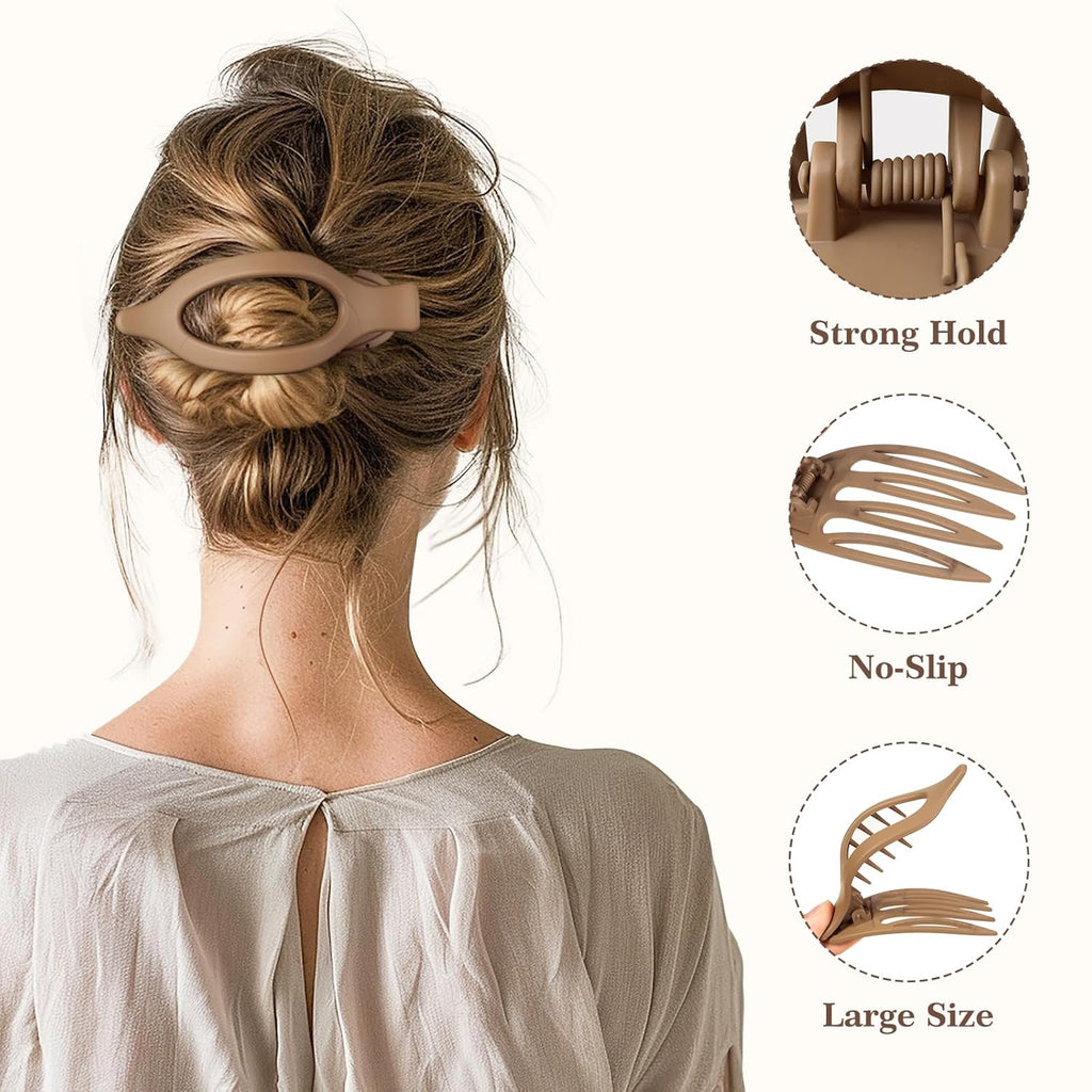 8 Pack Flat Hair Clips for Women – Large Claw Clips for Thick and Thin Hair, Strong Hold Styling Barrettes Accessories