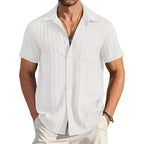 Coofandy Men'S Casual Button Down Shirts Short Sleeve Textured Summer Beach Shirt With Pocket