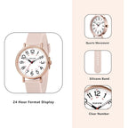 Women's Analog Nurse Watch with Second Hand for Nursing, 12/24 Time, Silicone Band, Easy Read