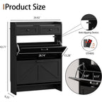 Shoe Cabinet With 2 Flip Drawers & 2 Top Drawers, 43" Tall Freestanding Narrow Wooden Shoe Storage Organizer For Entryway, Hidden Slim Shoe Rack For Front Door Entrance, Hallway, Living Room, Black
