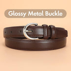 SANSTHS Women Leather Belt for Jeans Pants Fashion Ladies Skinny Belt for Dresses Thin Belt with Single Prong Buckle