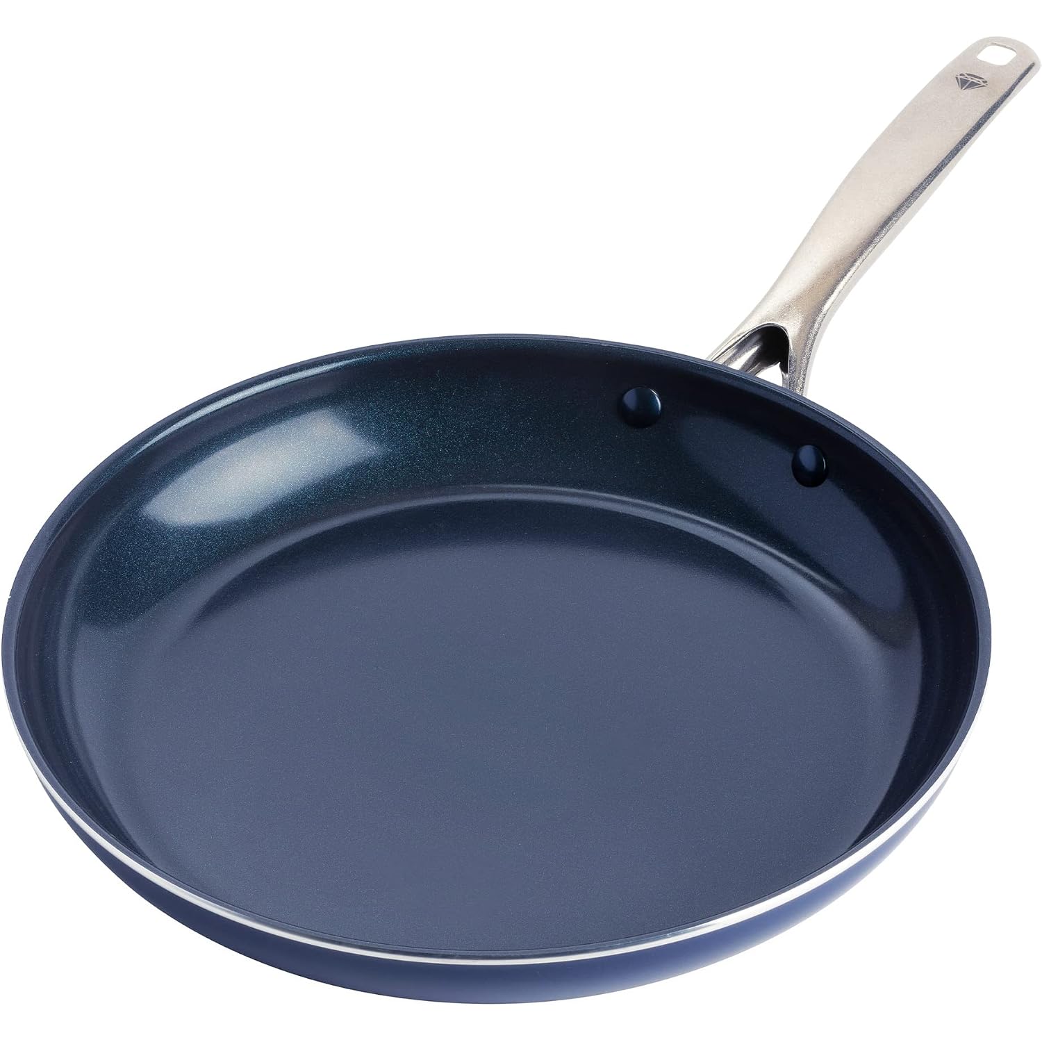 Blue Diamond 12" Nonstick Frying Pan Skillet, Diamond Infused Pfas-Free Ceramic Pot, Dishwasher & Oven Safe, Stay Cool Handle, Durable Non Toxic Metal Utensil Safe, Egg & Omelet Pan, Blue